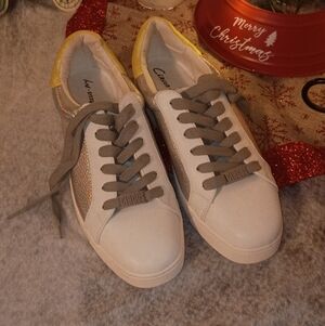 Circus by Sam Edelman Women's White Silver and Goldish Yellow Sneakers Brand New